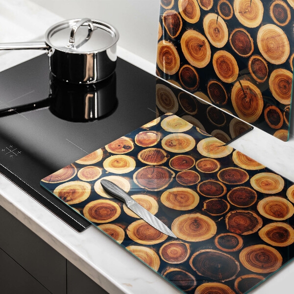 Glass chopping board Wooden stumps of trees