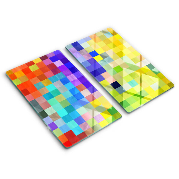 Glass chopping board Colorful squares pixels