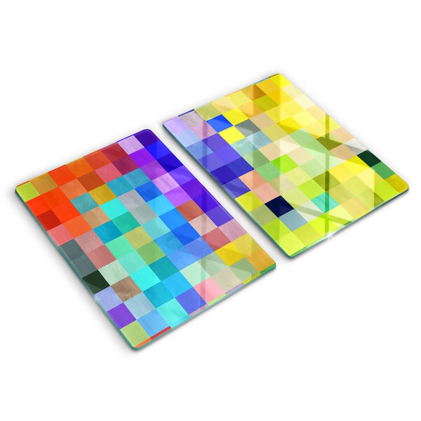 Glass chopping board Colorful squares pixels
