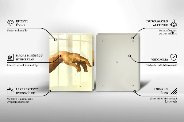 Glass chopping board Creation of Adam hands