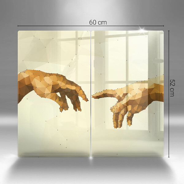 Glass chopping board Creation of Adam hands