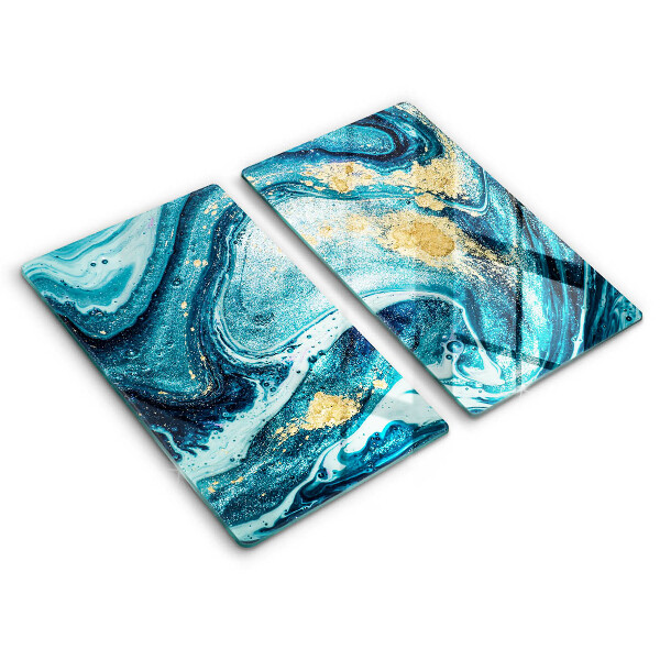 Glass chopping board Blue abstraction gold