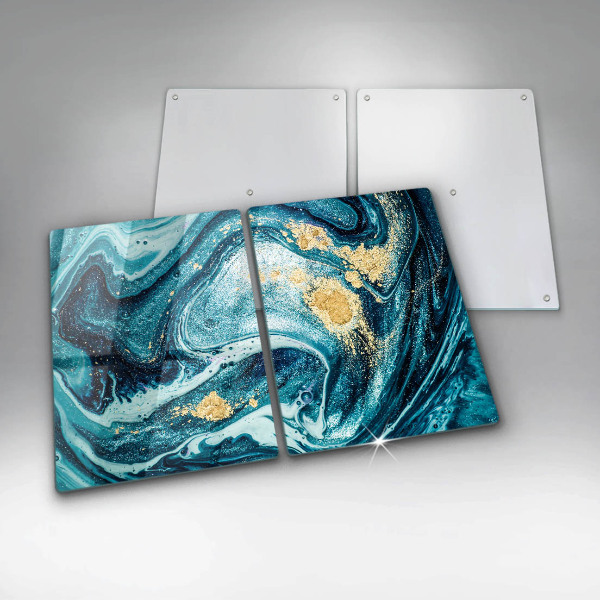 Glass chopping board Blue abstraction gold