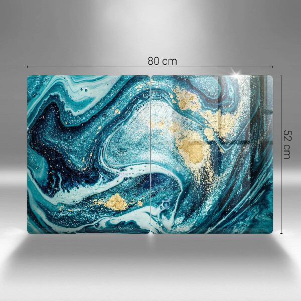 Glass chopping board Blue abstraction gold