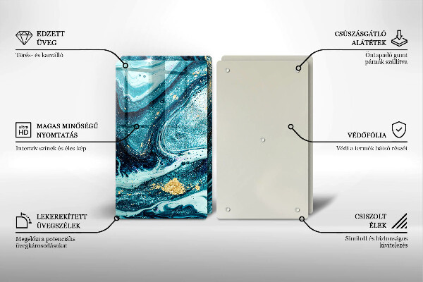 Glass chopping board Blue abstraction gold