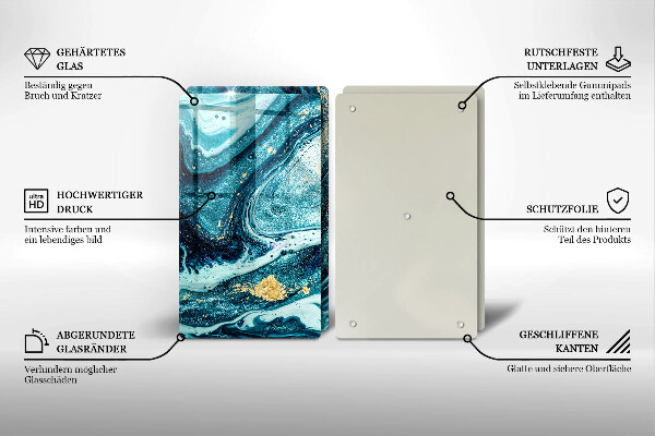 Glass chopping board Blue abstraction gold