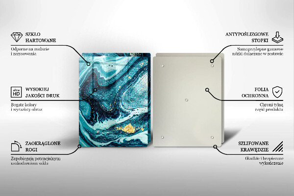 Glass chopping board Blue abstraction gold