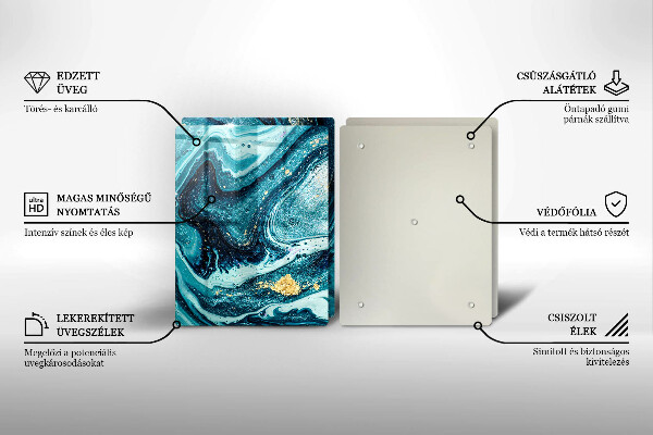 Glass chopping board Blue abstraction gold