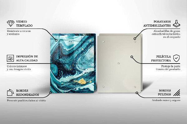 Glass chopping board Blue abstraction gold