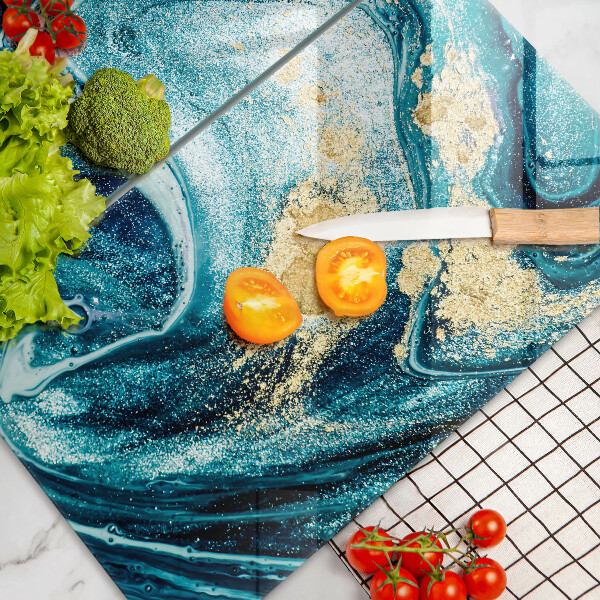 Glass chopping board Blue abstraction gold