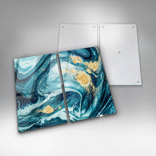 Glass chopping board Blue abstraction gold