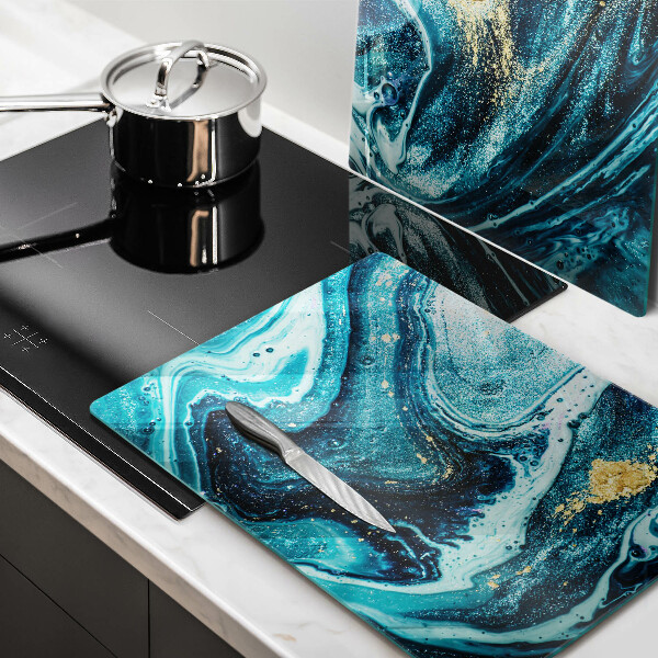 Glass chopping board Blue abstraction gold
