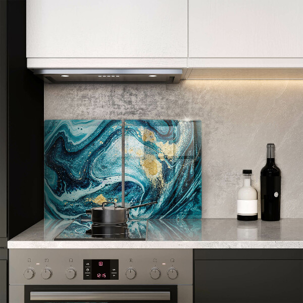 Glass chopping board Blue abstraction gold