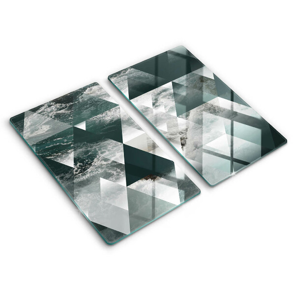 Glass chopping board Triangles and water