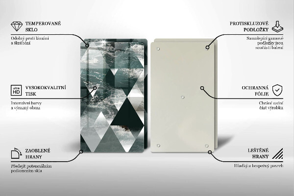 Glass chopping board Triangles and water