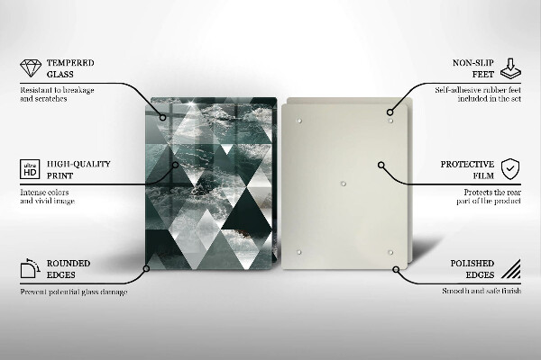 Glass chopping board Triangles and water