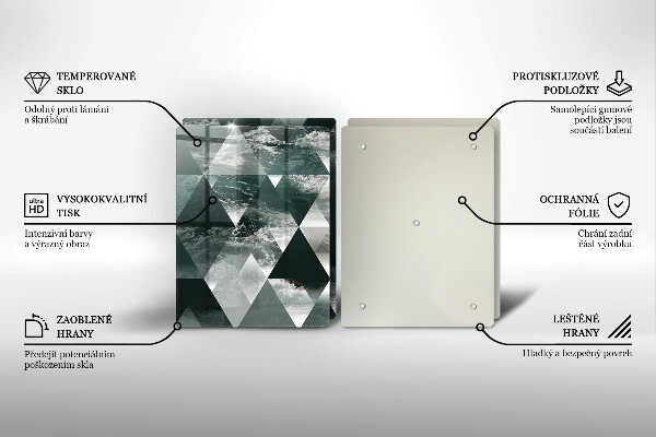 Glass chopping board Triangles and water