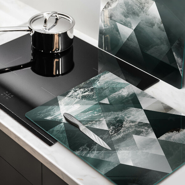 Glass chopping board Triangles and water