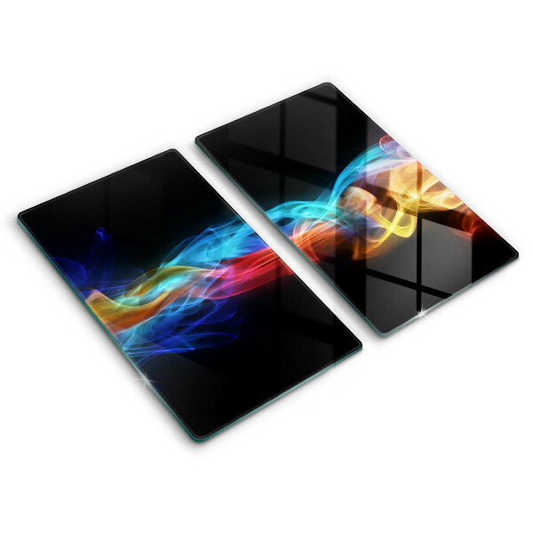 Glass chopping board Colorful smoke