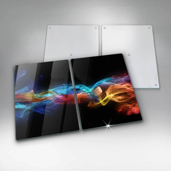 Glass chopping board Colorful smoke