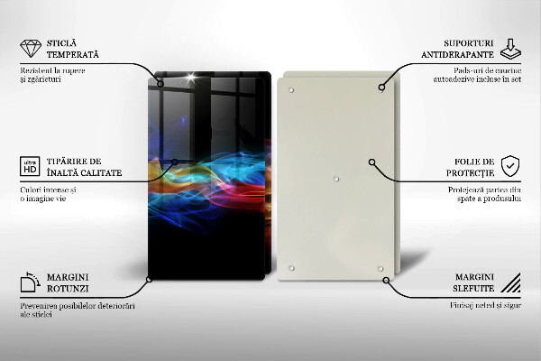 Glass chopping board Colorful smoke