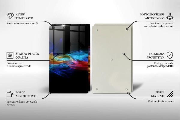 Glass chopping board Colorful smoke