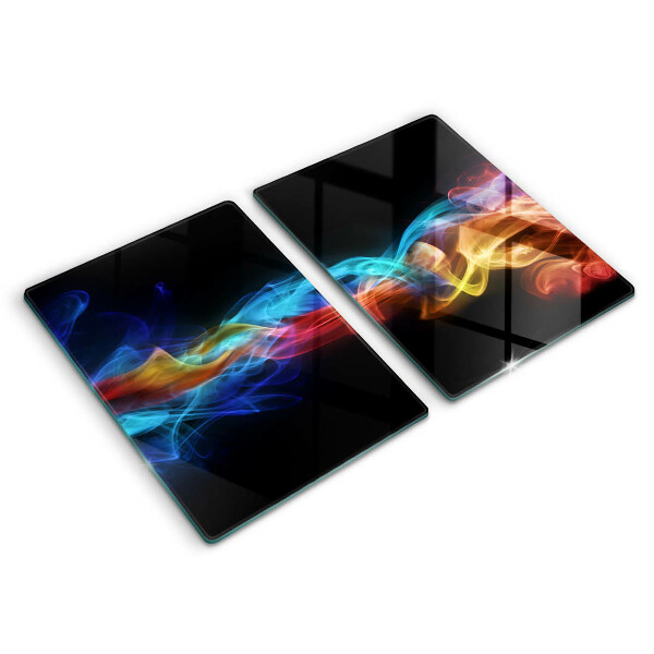 Glass chopping board Colorful smoke