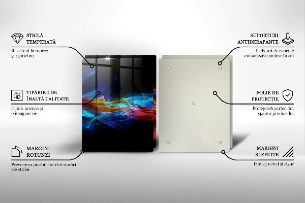 Glass chopping board Colorful smoke