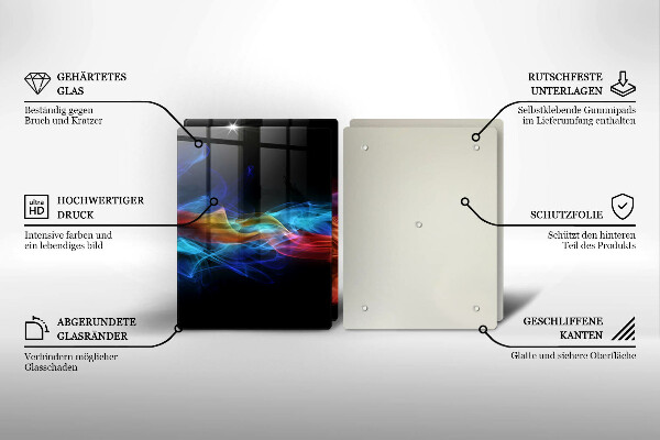 Glass chopping board Colorful smoke