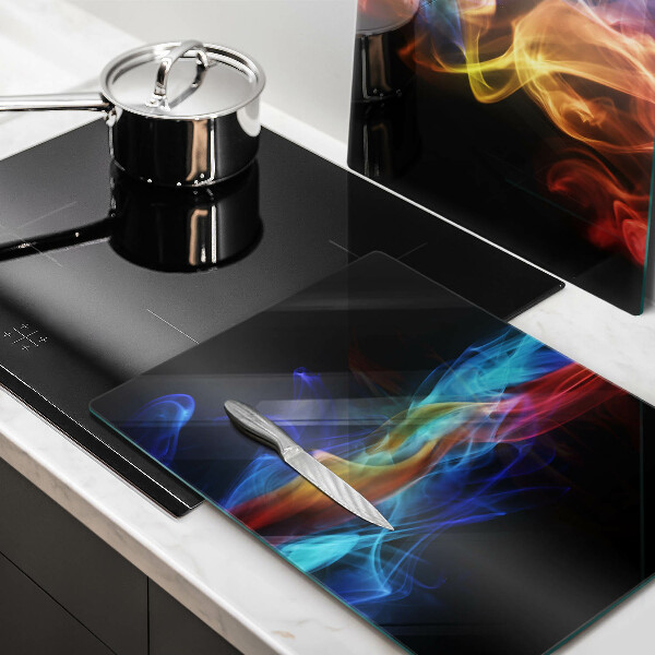 Glass chopping board Colorful smoke