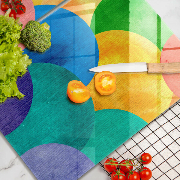 Glass chopping board Colorful wheels