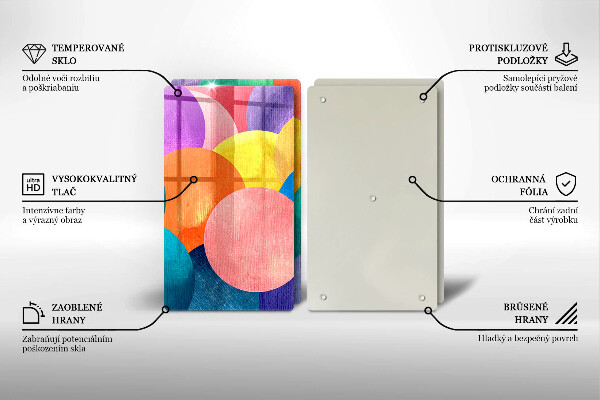 Glass chopping board Colorful wheels