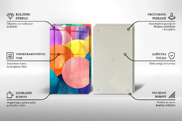 Glass chopping board Colorful wheels