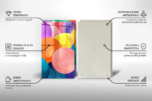 Glass chopping board Colorful wheels