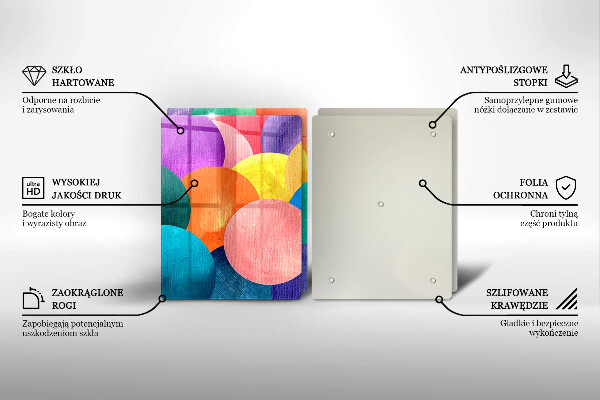 Glass chopping board Colorful wheels