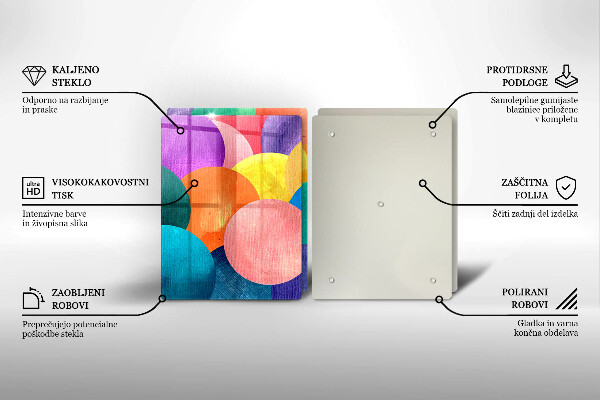 Glass chopping board Colorful wheels