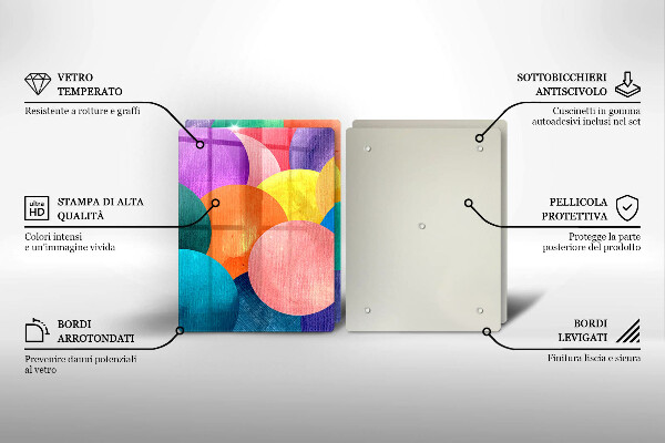 Glass chopping board Colorful wheels