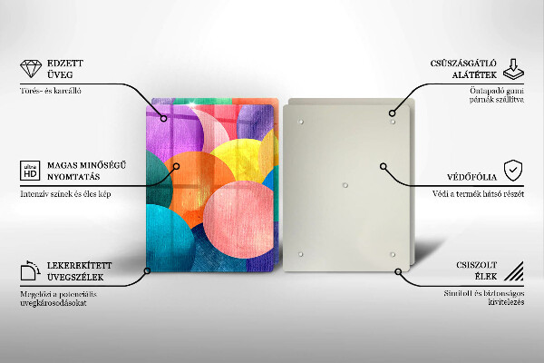 Glass chopping board Colorful wheels