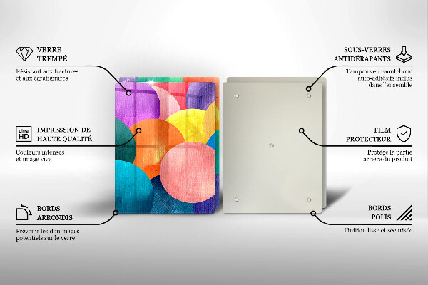 Glass chopping board Colorful wheels