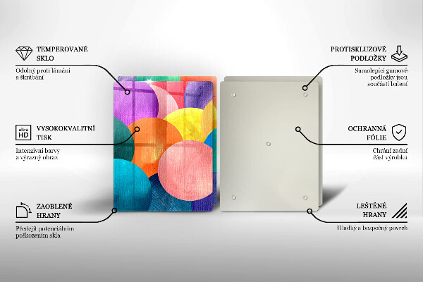 Glass chopping board Colorful wheels