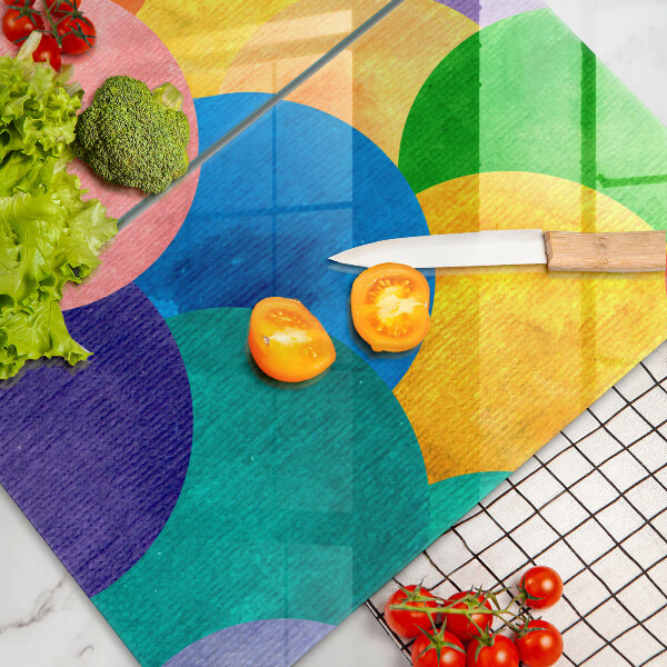 Glass chopping board Colorful wheels