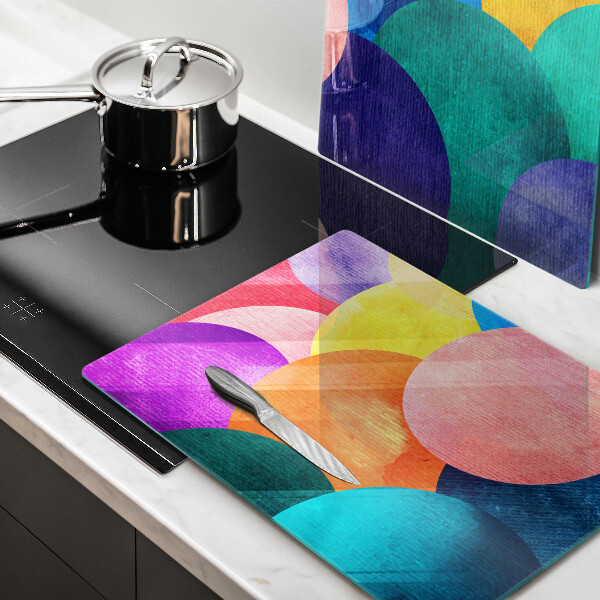 Glass chopping board Colorful wheels