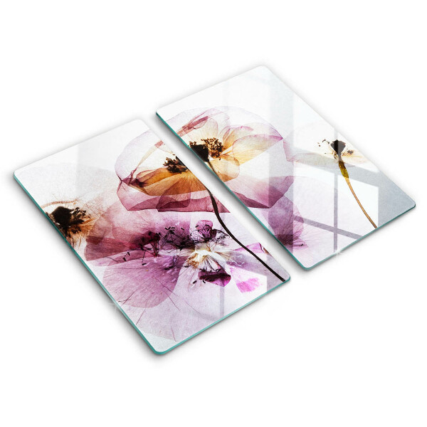 Glass chopping board Delicate flowers