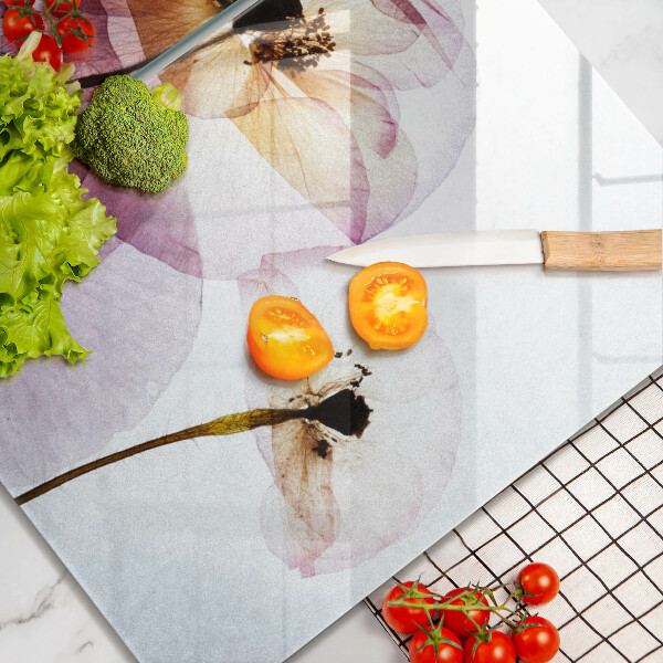 Glass chopping board Delicate flowers