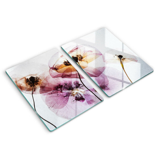Glass chopping board Delicate flowers
