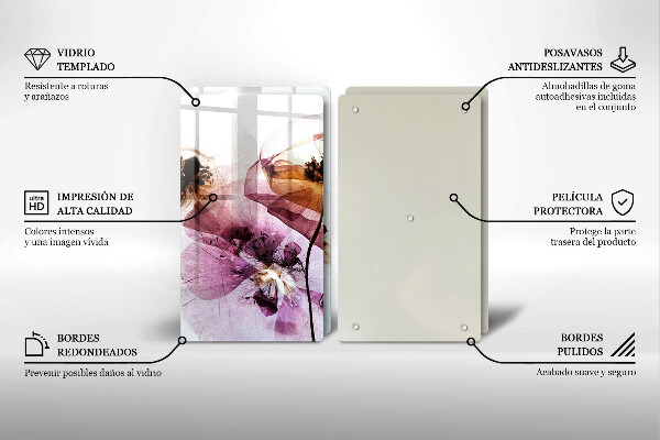 Glass chopping board Delicate flowers