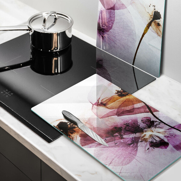 Glass chopping board Delicate flowers