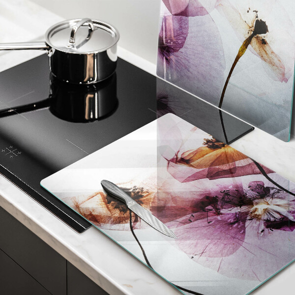 Glass chopping board Delicate flowers