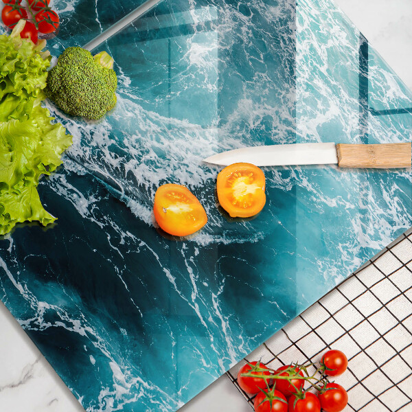 Glass chopping board Foamed water waves