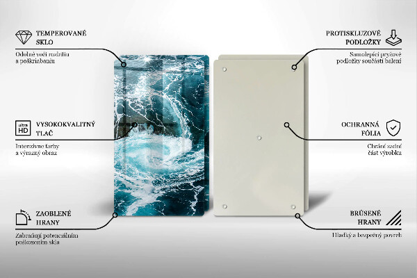 Glass chopping board Foamed water waves